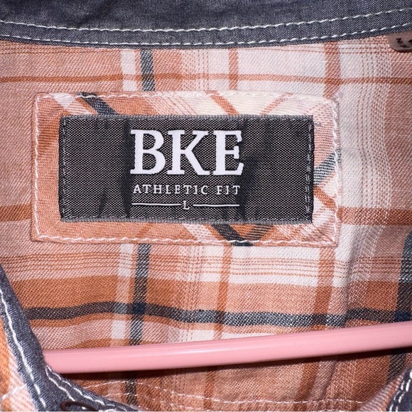 BKE Buckle Men's Orange Plaid Shirt Button Down - Picture 2 of 6